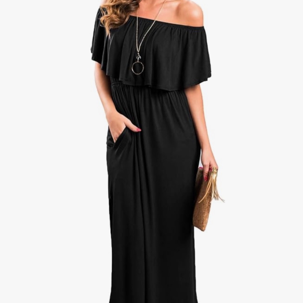 Sarin Mathews off the shoulder dress